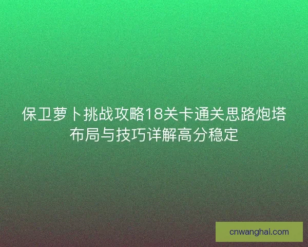 保卫萝卜挑战攻略18关卡通关思路炮塔布局与技巧详解高分稳定